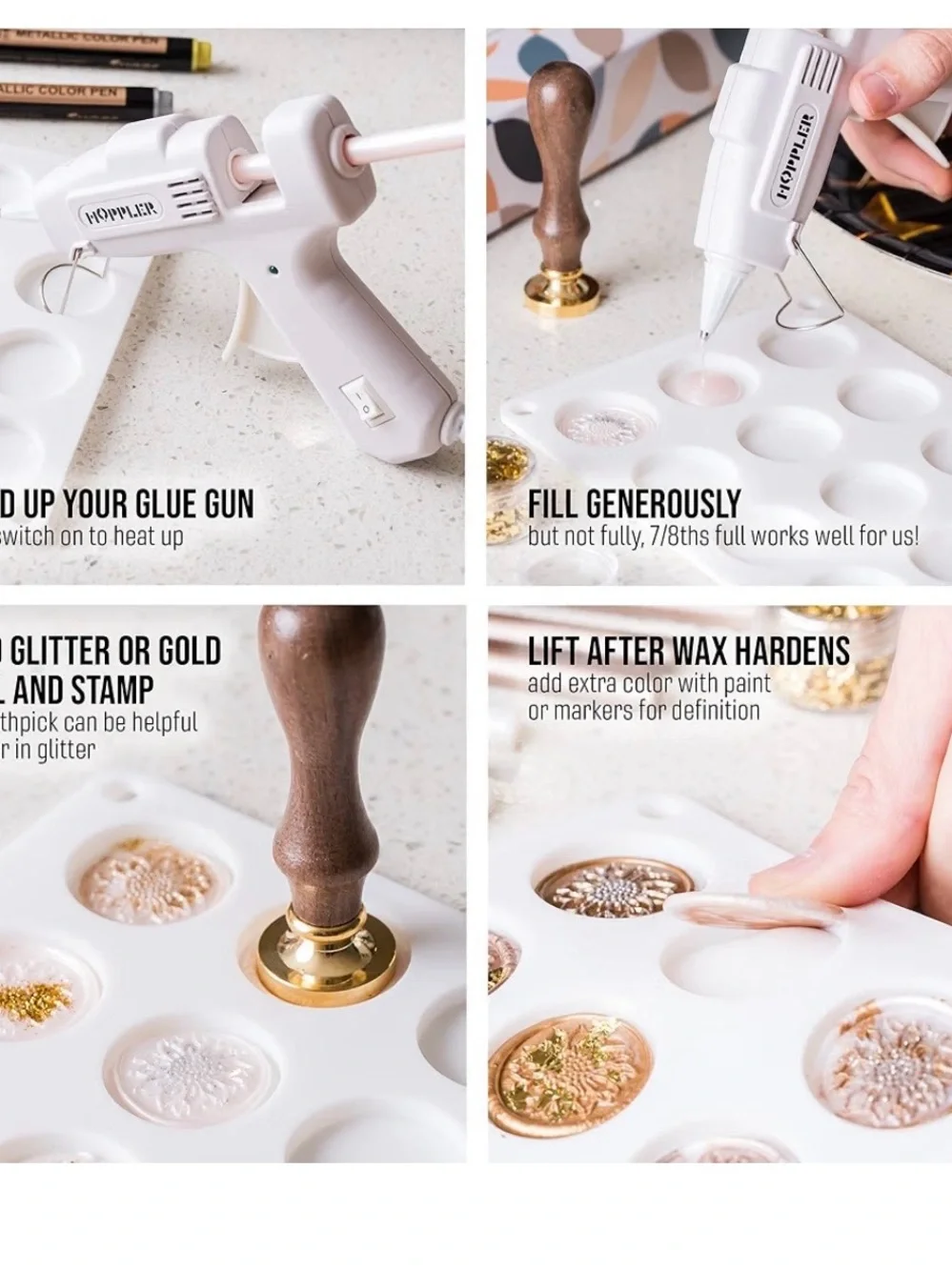HOPPLER Wax Seal Stamp Kit with Glue Gun